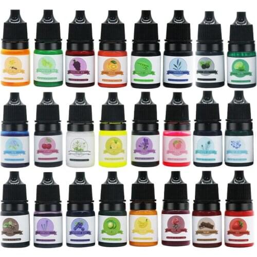 Epoxy Resin Color Dye Pigment 24 Colors Condensed Liquid Colorant with Frangrance Dropper Design for DIY Crafts 5ML MUMR999