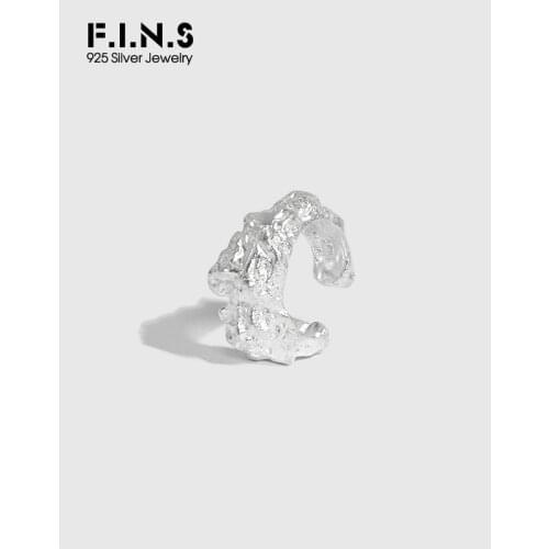 F.I.N.S One Piece INS Irregular Lava Surface 925 Sterling Silver Ear Cuff without Pieced Concave Convex Ear Cuff Fine Jewelry