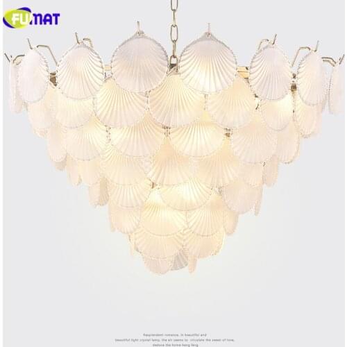 FUMAT Modern Nordic Style Creative Glass Shell K9 Crystal Stainess Steel LED Pendant Lighting Luxury Lamp For Dining Room Foyer