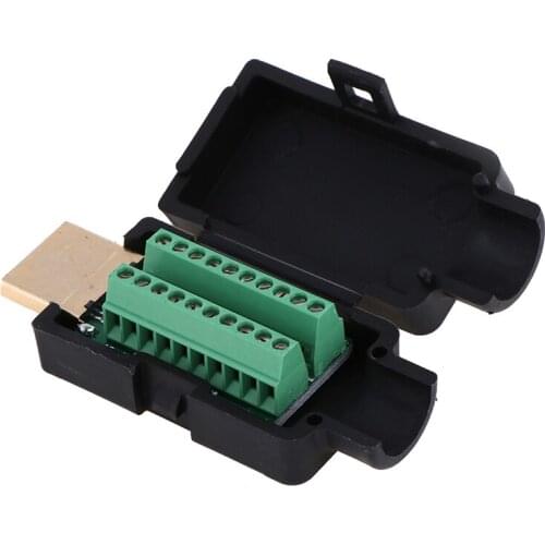 HDMI Male 19P Plug Breakout Terminals Solderless Connector With Cover