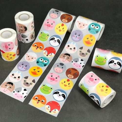 Exquisite 16 Patterns Cute Cartoon Farm Animal Reward Stickers 1.5''/38mm for Motivational Labels Childrens Toys Decor Sticker
