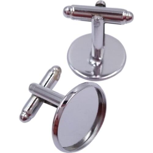 Round 12mm 14mm 16mm 18mm 20mm Rhodium Plated Copper Cufflinks Blank Bezel Base Cuff Link Settings Cabochon Cameo Base CL005