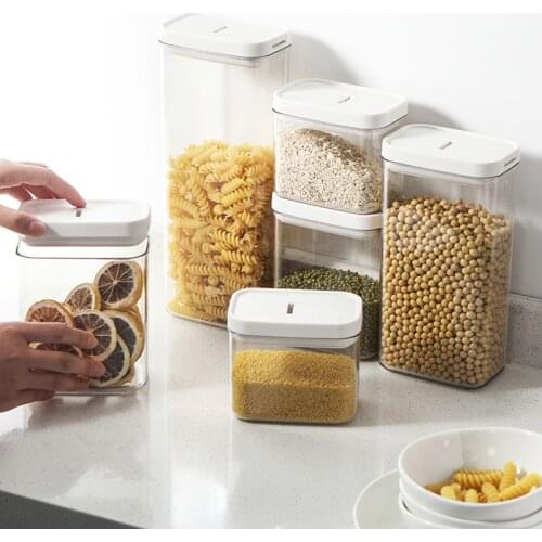 Kitchen Food Storage Tank Transparent Sealed Jar With Lid Rice Grain Storage Container Refrigerator Fresh Box Kitchen Organizer