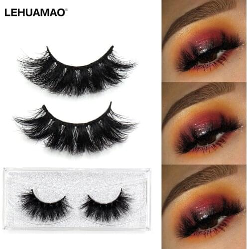 LEHUAMAO 3D False Eyelashes Wholesale Thick Strip 3D Mink Lashes Custom Packaging Label Makeup Dramatic Long Mink Lashes