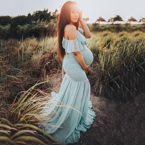Macrame Maternity Dresses Trailing Dress For Pregnant Women Short-Sleeved One-Piece Dress Photography Photo Dress Ruffle Dress