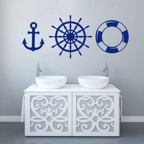 Ocean Marine Sailor Vinyl Wall Art Sticker Decal Waterproof Bathroom Decoration Removable A002727