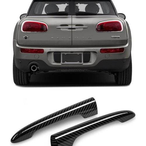 Real Carbon Fiber Car Rear Trunk Door Open Handle Cover Sticker Set for Mini Cooper Clubman F54 2015 2016 2017 2018 Only