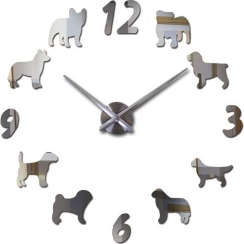 New mirror effect diy digital Europe style still life Living room wall stickers home decoration quartz big watch wall clock