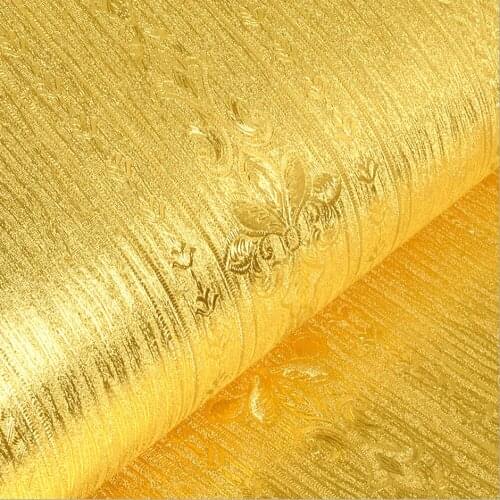 Q QIHANG European Luxury Vertical Btripes Gold Foil Glitter KTV Buddhist Hall PVC Wallpaper Roll 0.53m*10m=5.3m2