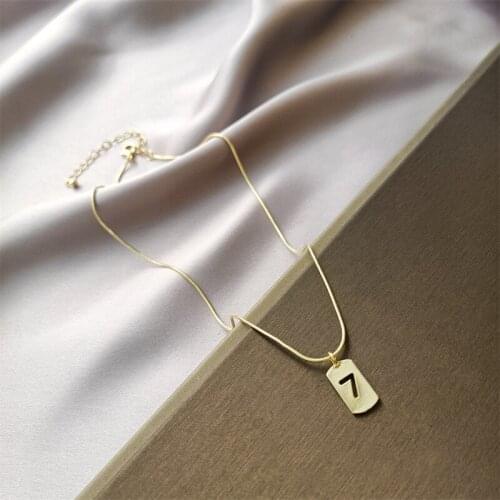 Adolph New Korean Number 7 Pendant Necklace Punk Simple Gold Statement Chain Choker Collar Necklaces Jewelry For Women 2021 New
