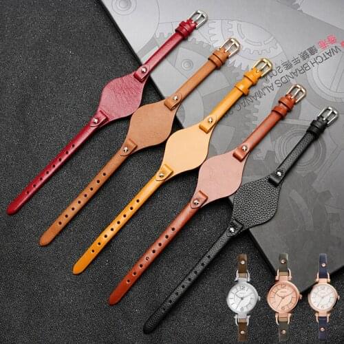 UYOUNG high quality Gato tray genuine leather watchband for Leather watch with ES4119 ES4176 ES3262 strap female 8mm