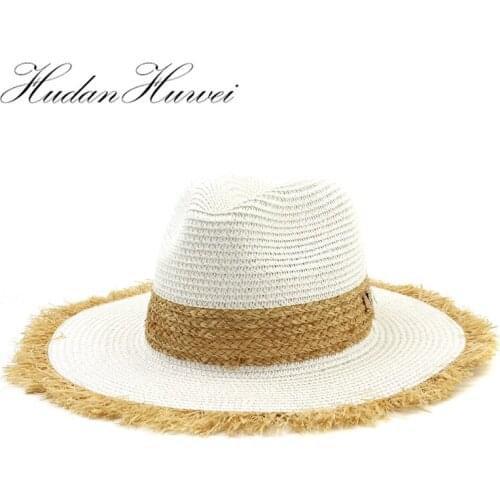 Fashion Summer Letter M Decorate Paper Straw Jazz Hat Outdoor Men Women Wide Brim Sun Hats Breathable beach travel Cap