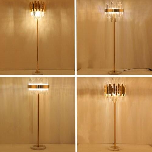 Post Modern Light Luxury Crystal Floor Lamp Living Room Bedroom Floor Lamp Room Bedside Creative Minimalist Decorative Lamps