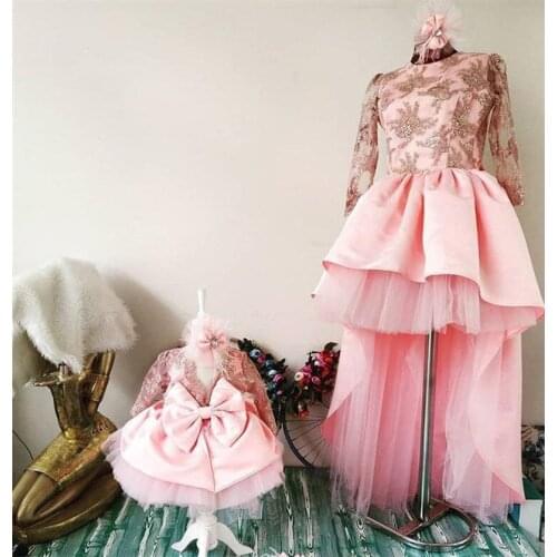 Gorgeous Flower Girl Dress With Big Bow Mummy Daughter Birthday Party Gowns Kids Formal Wears For Special Occasion
