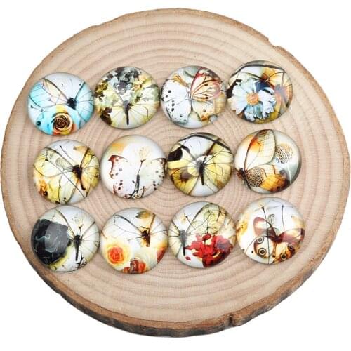 Onwear vintage butterfly wing photo round dome glass cabochon 12mm 20mm 25mm diy pendant cameo findings for jewelry making