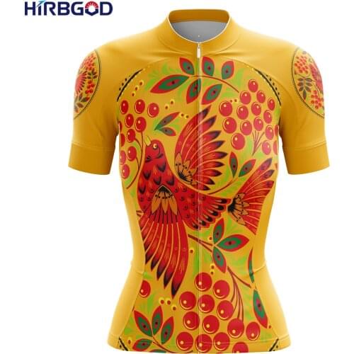 HIRBGOD 2021 Women Printed Cycling Jersey Animal Series Bike Clothing Birds Edible Fruit Short Sleeve Ciclismo Shirt,TYZ927-01