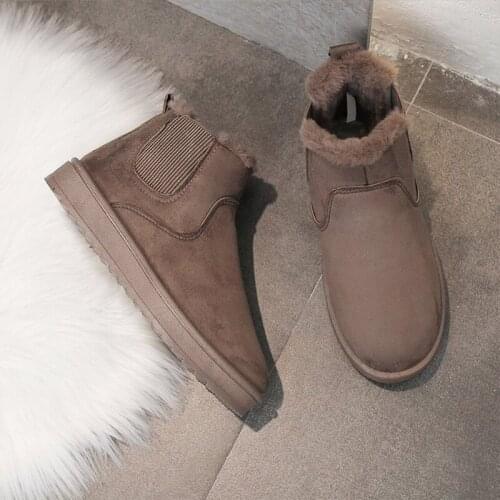 Women Warm Thick Bottom Cotton Boots Ladies Non-Slip Short Plush Solid Flock Footwear Females Top Quality Outdoor Vintage Shoes