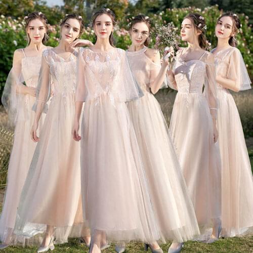 Summer Vantage Embroidery Floral Mesh Zipper A-line Slim Elegant Women Wedding Robes De Cocktail Bridesmaid Dresses 2249