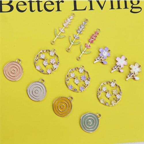 10pcs Korea Alloy Drop Oil Flowers Fashion Women Jewelry Earring With Flower Earrings Statement Trendy Diy Handmade Accessories