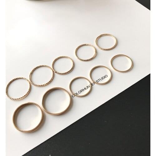 10 pcs/set Women Minimalist Midi Round Twist Weave Ring Set Fashion Jewelry Female Elegant Classic Knuckle Finger Rings