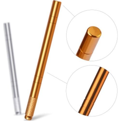 5Pcs Tattoo Microblading Manual 3D Pen Permanent Makeup Eyebrow Golden Gun Stainless Steel 10pcs Blades Needles Machine Tebori
