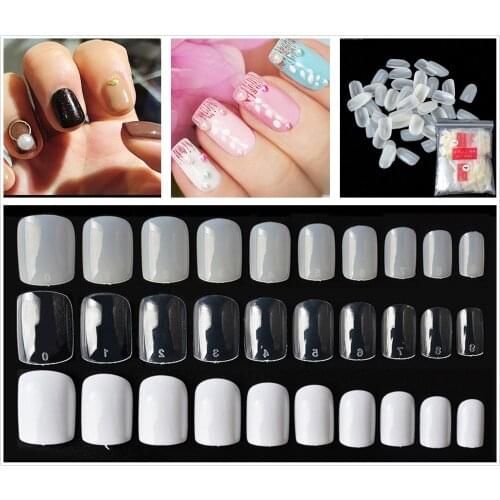 500pcs Short Round,Long Frech Fake Nails,Curve Clear Nails Tips,Press On Nails,False Nails,Glue On Nails,Full Cover Nail Tips
