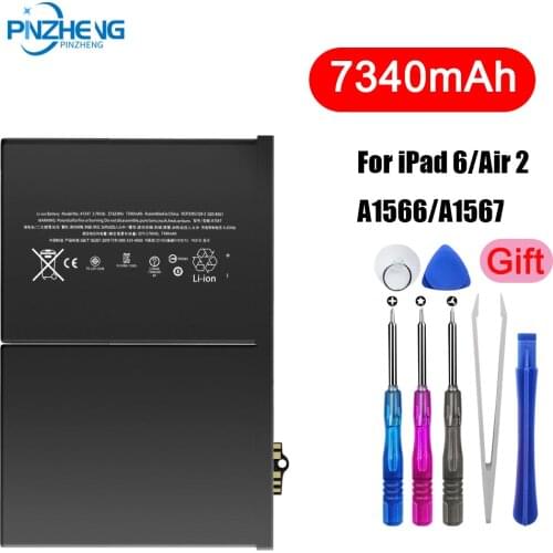 PINZHENG Tablet Battery For iPad 6 Air 2 7340mAh Replacement Bateries For iPad 6 Air 2 A1566 A1567 0 Cycle Battery With Tools