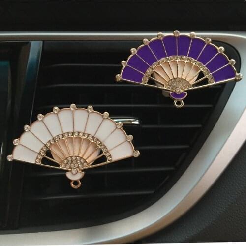 Diamond Fan Perfume Decoration Car Air Outlet Clip Air Freshener Car Interior Car Aroma Diffuser Car Accessories Pink Car