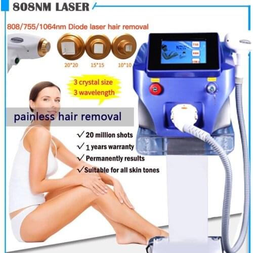Diode Laser Painless Hair Removal Machine 808nm 755nm 1064nm Diode Laser Permanent Hair Removal Skin Rejuvenation Beauty Machine