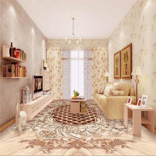 Beibehang Hand - painted rose flower art marble floor wallpaper thick self - adhesive PVC floor mural color