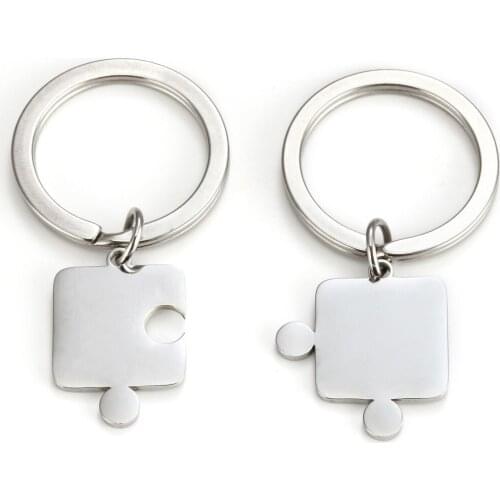 DIY Puzzle Key Chain Stainless Steel High Polished Key Holder Key Accessories for Lovers Best Friends Hand Gift 10pairs