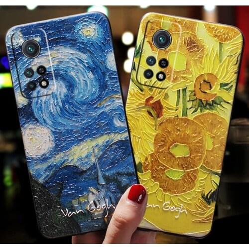 For Xiaomi Redmi Note 9Pro 10Pro Max Case Cover K30S K20 K40 Pro Phone Coque Redmi9 9S 3D Relief Flower Art Painting Back Capa