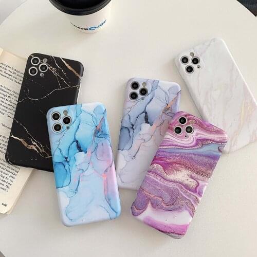 Fashion Marble Phone Cover Cases for iPhone 7 8 Plus X XR XS Se 2020 Max Anti Knock Back Phone Case for iPhone 12 11 Pro MAX