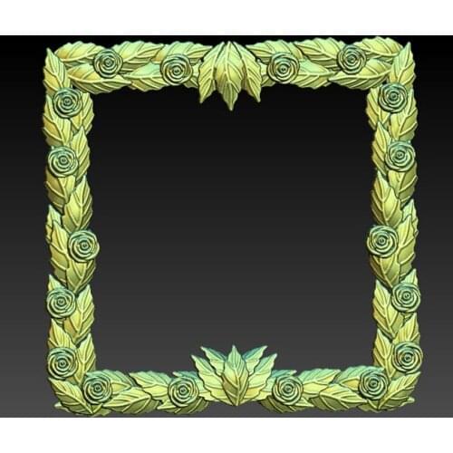 Digital file rose leaf frame 3d model relief for cnc in STL file format