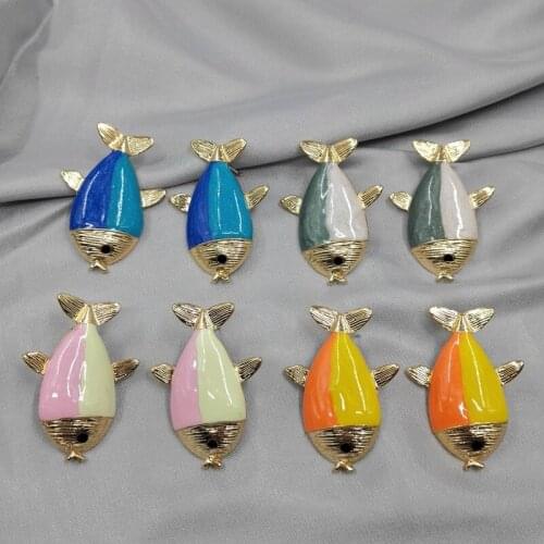 With Qingdao jewelry earring personality fashion people needles pearl powder drop glaze fish stud earrings earrings C1