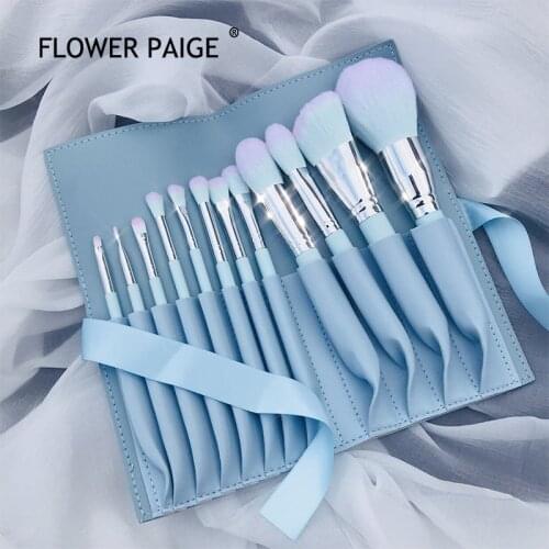 FLOWER PAIGE 12Pcs Profession Makeup Brush baby blue Eye Shadow Brush Repair Brush Loose Powder Brush Makeup Brush Set Beauty