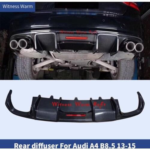 For B8.5 Carbon Fiber FRP Rear Bumper Lip Diffuser Spoiler With Light For Audi A4 B8.5 2013 2014 2015 Standard bumper