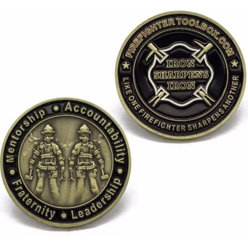 Custom Enamel Firefighters Challenge Souvenir Coin cheap custom metal coins antique bronze