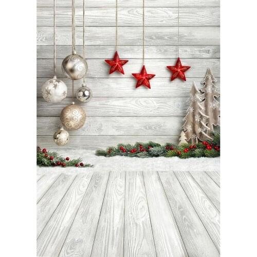 Wooden Plank Star Pine Christmas Photography Background Vinyl Cloth Backdrop for Children Baby Party Photophone Photo Studio