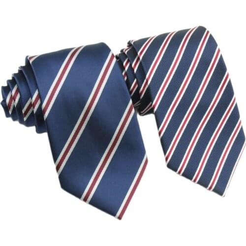 Tie mens formal business dinner party dark blue necktie hand ties red and white stripe bridegroom best man cravata