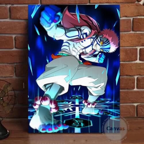 Canvas Anime Akaza Demon Slayer Pictures Home Decoration Paintings Poster HD Prints Wall Art Modular Living Room