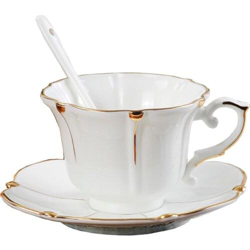 European bone china coffee cup dish tea cup set British flower tea cup household tea set