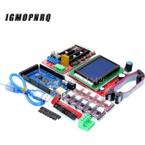 Mega 2560 R3 CH340+1pcs RAMPS 1.4 Controller+5pcs A4988/DRV8825 Stepper Driver Module+1pcs 12864 controller for 3D Printer kit