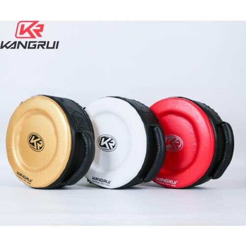 Leather Strike Boxing Round Pad Muay Thai MMA Taekwondo Free Fight Punching Training Focus Anywhere Sparring