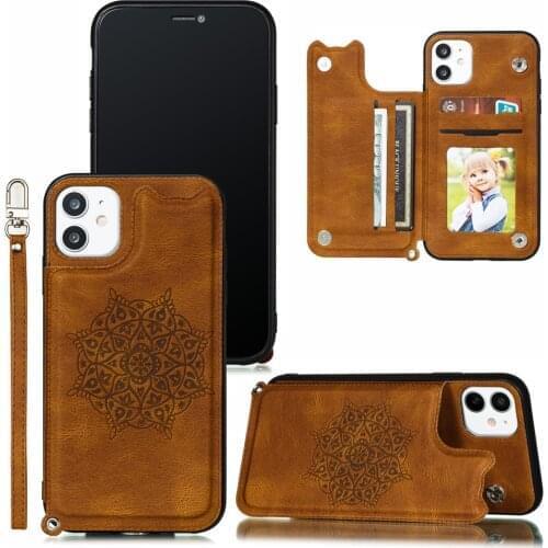 FLOVEME Mandala Leather Wallet Flip Case For iPhone 12 12 PRO MAX 11PRO MAX XR 7 8 XS MAX 7PLUS 8PLUS 6 Back Cover with Lanyard