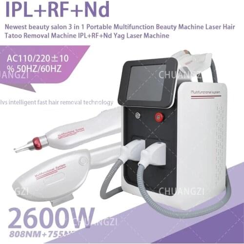 Newest Technology Ipl/rf/nd 3 In 1 Yag Laser Machine Portable Multifunctional Beauty Instrument