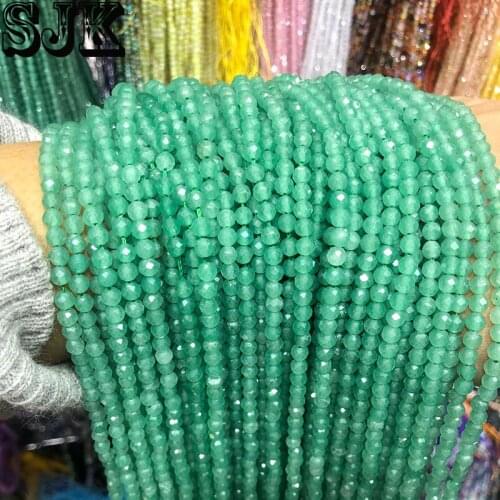 Small Natural Stone Faceted Green Aventurine Round Beads 2/3/4mm Section Loose Beads For Jewelry Making DIY Necklace Earring