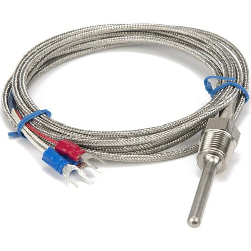 FTARP09 PT100 type 2m metal braided cable 50mm probe head RTD temperature sensor 1/8 1/4 3/8 1/2 3/4 inch thread