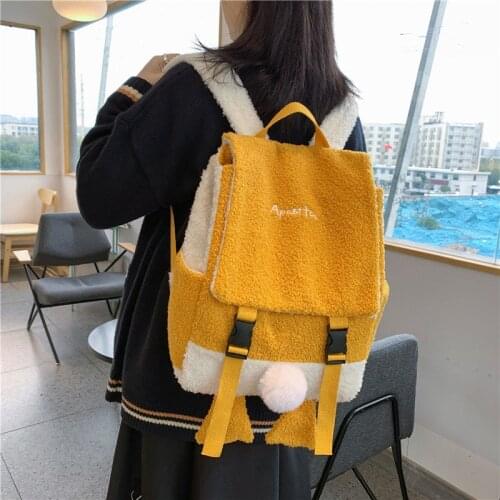 Winter Plush New Backpack Women Casual Large Capacity Shoulder Bags Fashion Girls Travel Backpacks College School Bag Rucksack