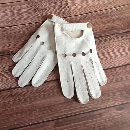 2020 Latest Sheepskin Gloves Man Touchscreen Driving Male Real Leather Locomotive Gloves Anti-Slip Summer Breathable TB131-4